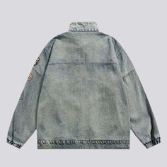 Be the embodiment of trend and audacity with our Cowboy Denim Jacket with Patches from our 2023 Spring-Summer Collection. With an large silhouette and vintage charm. you'll be sure to turn heads wherever you go!Why This Cowboy Denim Jacket is A Must-HaveDefine your trend with a piece that marries modern fashion with retro allure. Its large cut and raw hem accents will take your ensemble to the next level. while the zipper closure ensures a perfect fit. Experience unparalleled comfort and timeles Casual Outerwear With Embroidered Patch For Streetwear, Casual Embroidered Patch Outerwear For Streetwear, Denim Blue Patchwork Jacket For Streetwear, Trendy Patchwork Denim Jacket For Streetwear, Casual Oversized Outerwear With Patches, Oversized Casual Outerwear With Patches, Urban Patchwork Denim Jacket For Streetwear, Casual Denim Jacket With Patches For Spring, Urban Denim Blue Patchwork Denim Jacket