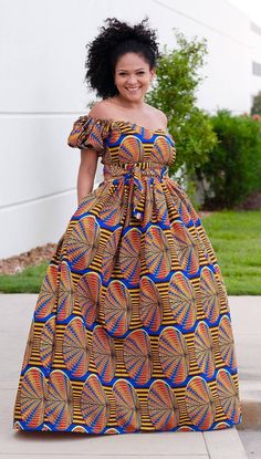 "African Ankara women short sleeve off shoulder ankara print full length Maxi Dress handmade dress with sides pockets and belt Made with 100% cotton fabric Multi color vibrant print Contact me if you want it in other fabric. Contact me for other sizes or if you want different body measurements. Check the measurement before purchasing. Please take your measurements before you order. Please don't assume that you know your measurements because every store has their own size guide. Let me know withi Fitted Ankara Fabric Maxi Dress With Short Sleeves, Summer Ankara Fabric Maxi Dress, Summer Maxi Dress In Ankara Fabric With Short Sleeves, Fashion Party Dress, African Party Dresses, Dress Ankara, Dress African, Ankara Print, African Ankara