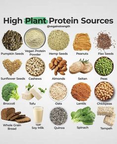 Vegan Protein Meals, Plant Protein Sources, Healthy Food Chart, Plant Based Protein Sources, Vegan Protein Recipes, Vegan Protein Sources, Food Health Benefits, Healthy Food Facts, Meals Ideas