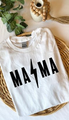 White LS white Mama T shirt with Black letters, recommended to go up a size for oversized look. Mama T Shirt, Spring Clothes, Oversized Look, Hockey Mom, White Long Sleeve Shirt, Mom Tees, Black Letter, Go Up, Baby Shirts