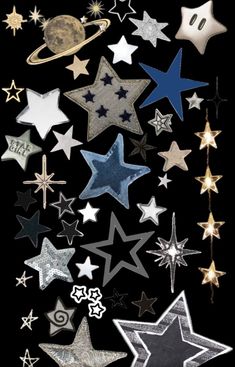 a black background with stars and planets in the sky, including one star that has been cut out