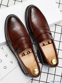 OrcaJump - Premium Slip-On Brogues Penny Loafers Slip-on Brogue Detailed Closed Toe Moccasins, Slip-on Brogue Moccasins With Closed Toe, Slip-on Brogue-detailed Closed Toe Moccasins, Slip-on Closed Toe Moccasins With Brogue Detailing, Fall Wingtip Moccasins With Brogue Detailing, Brown Tassel Loafers With Brogue Detailing, Slip-on Brogue Detailed Closed Toe Shoes, Slip-ons With Brogue Detailing And Round Toe, Business Casual Flat Oxfords With Brogue Detailing