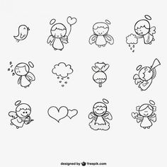 the cute little angels are drawn in different ways