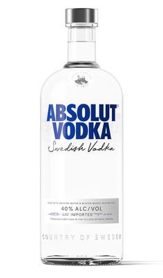 an empty bottle of vodka with the label absolut vodka