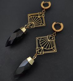 Weight per Piece: ~ 8g Please allow little Imperfections due to natural Materials and handmade Products Handmade Art Deco Gold Earrings, Art Deco Handmade Earrings As Gift, Handmade Art Deco Earrings For Gift, Handmade Art Deco Earrings As Gift, Unique Gold Crystal Earrings As Gift, Handmade Brass Crystal Earrings As Gift, Handmade Brass Crystal Earrings For Gift, Art Deco Teardrop Earrings Gift, Art Deco Accessories