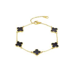 Add a touch of high fashion to your look with this Designs by Gioelli 14k Gold Over Silver Black Enamel Clover Bracelet. Click on this JEWELRY & WATCHES GUIDE to learn about fit, styles, materials and more! Add a touch of high fashion to your look with this Designs by Gioelli 14k Gold Over Silver Black Enamel Clover Bracelet. Click on this JEWELRY & WATCHES GUIDE to learn about fit, styles, materials and more! FEATURES Length: 7.25 in. Clasp: lobster-claw Nickel free Metal: sterling silver Plating: 14k gold Finish: polished Packaging: boxed Imported Size: 7.25". Color: Gold Tone. Gender: female. Age Group: adult. Material: Gold Over Sterling. Clover Bracelet, Black Enamel, Lobster Claw, Gold Finish, Gender Female, High Fashion, Jewelry Watches, Age Group, Gold Tones