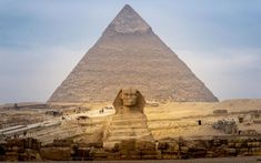 the great sphinx and pyramid in giza, egypt