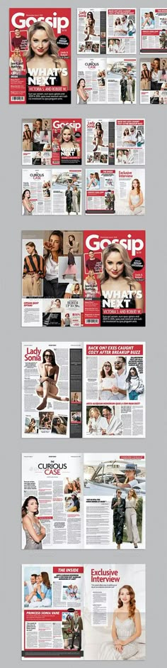 the front and back pages of a magazine, with images of women in different colors