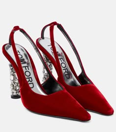 Velvet Heels For Party, Velvet High Heel Party Shoes, Party Velvet High Heel Shoes, Velvet Evening Heels, Velvet Heels For Evening, Party Velvet High Heels, Glamorous Evening Slingback Pumps With Pointed Toe, Glamorous Pointed Toe Slingback Pumps For Evening, Glamorous Evening Slingback High Heel Pumps