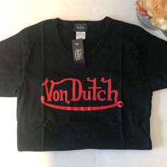 Nwt Von Dutch Logo Short Sleeve Tee Von Dutch Pants, Von Dutch Jeans, Von Dutch Long Sleeve, Von Dutch Shirt, Black Von Dutch Hat, Purple Tee, Von Dutch, Embellished Shorts, Purple T Shirts