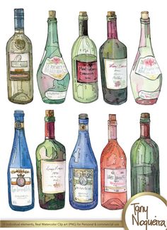 an image of wine bottles with labels on them