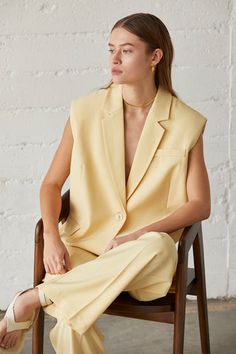 Sasha Oversized Blazer Vest Blazer Vest Outfit, Vest Outfits For Women, Tweed Set, Maxi Jumpsuit, Yellow Blazer, Blazer Set, Blazer Vest, Made Clothing, Vest Outfits