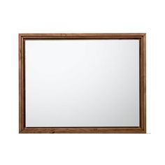 a wooden framed mirror on a white background with clippings to the bottom right