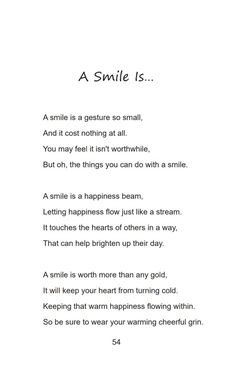 Happy poem / smile poem Poems With Rhymes, Feel Good Poems, Poems About Perfection, Poem On Books, Easy Poems, Happiness Poem, Poem On Happiness, Deep Poem Lines