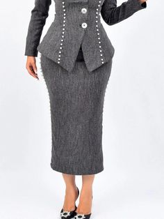 Olivia Mark - Beautifully Crafted Bead Embellished Skirt Everyday Skirts, Beaded Skirt, Embellished Skirt, Elegant Skirt, Mid Length Skirts, Casual Skirt, Gray Skirt, Plaid Skirts, Mid Length