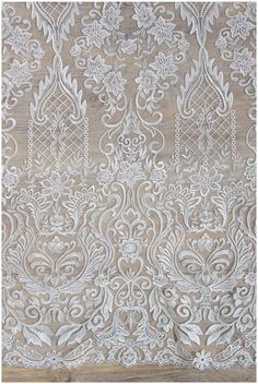 Heavy embroidered bridal lace Fabric off-white Lace Wedding Inbal Dror, Berta Bridal, Bridal Lace Fabric, Alencon Lace, Border Embroidery Designs, Border Embroidery, Wedding Lace