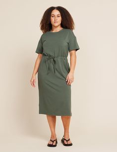 A versatile addition to your capsule wardrobe, this style offers a soft stretch and a comfortable fit with the right amount of stretch. Relaxed, oversized t-shirt dress design with an adjustable drawcord waist and convenient side pockets. Sits comfortably just below the knee for a versatile and essential look. Ready to become your go-to for running errands, weekend occasions, and workdays. Style it casually or dress it up depending on your destination. Mood Jewelry, Shirt Silhouette, Oversized T Shirt Dress, Fast Fashion Brands, Denim Outerwear, Oversized T Shirt, Tie Dress, Sweater Blouse, Dress Design