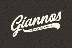 the logo for gianos coffee company on a black background with swirly lines and white lettering