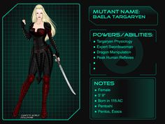 an image of a female character from the video game mutants name baela targaryenn