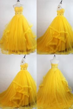 High-end Moive Beauty and the Beast Cosplay Costume Yellow Strapless Adult Belle Princess Dresses With Long Tail Yellow Costume Dress For Cosplay Events, Shoulder Dresses, Long Tail