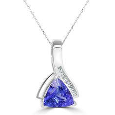 9.0x9.0 Violetish Blue AAAA Tanzanite Pendant Trillion shape 2.39 ct with 0.1 cttw Diamond in 14K WG Product Information SKU TT2004P/15 Metal Type 14K Metal Color White Gold Ring Style - Primary Stone Gemstone Name Tanzanite Gemstone Species Zoisite No. Of Gemstones 1 Gemstone Shape Trillion Gemstone Weight 2.39 Gemstone Size 9.0x9.0 Origin Tanzania Secondary Stone Gemstone Name Diamond Gemstone Species Diamond No. Of Gemstones 6 Gemstone Shape Round Gemstone Weight 0.1 Gemstone Size - Origin - Tanzanite Pendant, White Gold Pendant, Tanzanite Gemstone, Diamond Gemstone, White Gold Rings, Tanzania, Gold Pendant, Types Of Metal, Fashion Rings