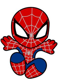 a cartoon spider man with his arms out and eyes closed, in front of white background