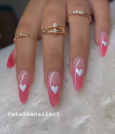 Barbie Aesthetic Nails, Barbie Pink Nails, Neon Nail Designs, Barbie Nails, Baby Pink Nails, Heart Nail Designs, Pink Ombre Nails, Nail Designs Valentines