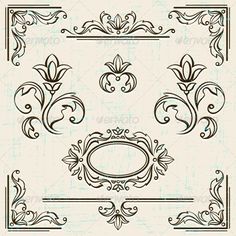 an ornate set of frames and ornaments - decorative objects objects / objects clippings