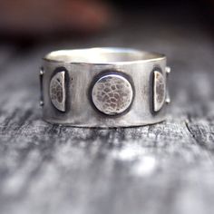 Sterling Silver Moon Phase Statement Ring Soldered Rings, Minimal Diamond Ring, Moon Phase Jewelry, Moon Phase Ring, Micro Pave Ring, Twisted Band Ring, Manhattan Project, Rustic Rings, Phases Of The Moon