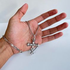 Y2k 2000s Grunge Heavy Metal Punk Gothic Emo Cross Pendant Necklace These Chains Are Unisex! Stainless Steel Chain Brand New Homemade Necklaces, Stainless Steel Cross Pendant, Bullet Necklace, Gothic Emo, 2000s Grunge, Rhinestone Choker Necklace, Stone Choker, Gothic Necklace, Onyx Bracelet