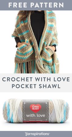 crochet with love pocket shawl is featured in this free pattern and it's easy to make