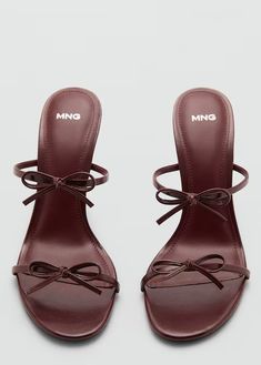 Heeled sandals with fastener - Woman | MANGO USA Shoe Wishlist, Decorative Bows, Hype Shoes, Shoe Inspo, Girly Shoes, Aesthetic Shoes, Brown Heels, Swag Shoes, Gorgeous Shoes