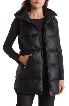 Sebby Quilted Puffer Vest | Nordstromrack Long Puff Vest, Vest Outfits For Women Work, Puffer Vest Outfits For Women, Women Puffer Vest, Black Puffer Vest Outfit, Outfits For Women Work, Puffer Vest Outfits, Puffer Vest Outfit, Vest Outfits For Women