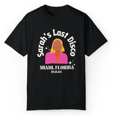 a black t - shirt with the words star's lost disco miami florida printed on it