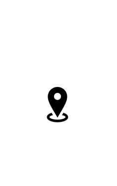 a black and white photo of a location pin on a white background with the word,