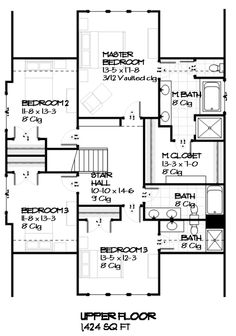 the upper floor plan for this house