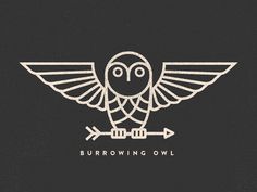 the logo for burrowing owl is shown on a black background with an arrow in it