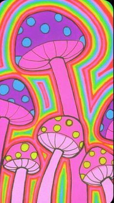 Aesthetic Mushroom Wallpaper, Kidcore Wallpaper, Mushroom Background, Aesthetic Mushroom, Trippy Aesthetic, Mushroom Paint, Mushroom Wallpaper