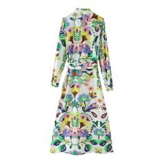 Style: Elegant Fit: Regular Fabric: Polyester Pattern: Floral Element: Belted,Split,Button Neckline: Collared Sleeve Type: Regular Sleeve Length: Long Sleeve Product Type: Maxi Dress,Shirt Dress,Split Dress,A Line Dress Occasion: Daily Dress/Skirt Length: Maxi Main Composition: Polyester Season: Spring/Fall Shirt With Belt, Spring Floral Prints, Dress Shirt Dress, Belt Dress, Casual Outerwear, Dress Bra, Split Dress, Maxi Dress Formal, Loungewear Sets