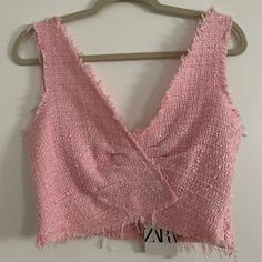 Zara Pink Crop Top Size: X-Small Nwto 36% Polyester 34% Cotton 28% Acrylic 2% Other Fibers Pink V-neck Crop Top For Spring, Zara Trendy V-neck Crop Top, Zara Feminine Crop Top For Spring, Zara Sleeveless Spring Crop Top, Zara Sleeveless Crop Top For Spring, Sleeveless Zara Crop Top For Spring, Spring Party Cotton Crop Top, Spring Party Crop Top, Zara Cropped Crop Top For Spring