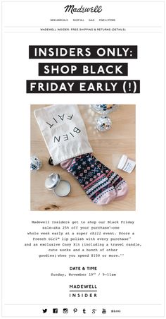 an email post with the words, inside only shop black friday early 1