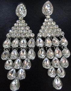 80s 90s Glam Huge Ice Glass Rhinestone Statement Earrings, Art Deco Showgirl Style Big Bold Bling, Glamour Wedding, Pageant Jewelry Trending big bling earrings 4.25 inches long! Extraordinary! Sparkle! In excellent collected vintage condition Arrives polished & gifted nicely 🎀 www.MySoulRepair.com an Etsy shoppe 🌿 www.MySoulRepair.NYC glamour jewelry & gifts Curated by marta michaud 🌸 White Crystal Embellished Bridal Earrings For Party, Jeweled Metal Crystal Earrings For Wedding, Glamorous Rhinestone Chandelier Earrings For Anniversary, Sparkling Metal Crystal Earrings For Wedding, White Sparkling Chandelier Earrings For Party, Silver Jeweled Bridal Earrings For Celebration, White Bling Bridal Earrings For Party, Jeweled White Bridal Earrings For Party, Silver Jeweled Bridal Earrings For Party