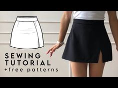 a woman's skirt sewing pattern with the side slit on her leg and an image of