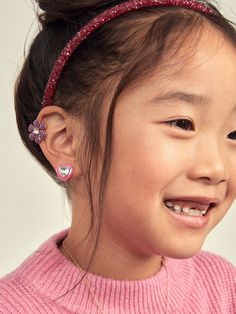 Outfit your sweet pea in something adorable to match. The Sweetheart Kids' Earring Set comes complete with three pairs of unique heart earrings. Please note: intended for children 3+ Cute Pink Heart Earrings For Birthday, Playful Pink Heart Earrings For Valentine's Day, Cute Hypoallergenic Heart Earrings, Playful Heart-shaped Earrings, Cute Pink Heart Earrings For Mother's Day, Cute Pink Hypoallergenic Heart Earrings, Ballerina Kids, Rainbows And Unicorns, Holiday Headbands