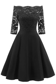 Chic Black Lace Off-the-shoulder Homecoming Dress. PRODUCT DETAILS SKU: CDN-1597 Available In Black. Prom, Cocktail, Homecoming, Party, Sweet 16, Semi-Formal. Long Sleeves. Fit And Flare. Zipper Closure. Off-the-shoulder. Knee Length. Lace, Cotton, Spandex. Short Black Bridesmaid Dresses, Off The Shoulder Homecoming Dress, Black Bridesmaids, Gaun Fashion, Lace Party Dresses, Lace Prom Dress, Black Bridesmaid Dresses, Homecoming Dresses Black, Lace Homecoming Dresses