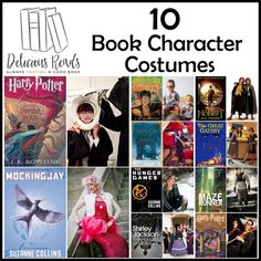 the 10 book character costumes are featured in this collage with text overlays