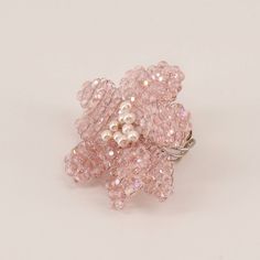 The Sabrina Crystal Flower Luxury Girls Ring Adjustable Pink Flower Ring For Wedding, Pink Crystal Ring As A Gift, Elegant Pink Crystal Ring, Elegant Pink Flower Ring For Party, Pink Crystal Rings For Wedding, Elegant Handmade Pink Crystal Ring, Pink Adjustable Crystal Ring For Wedding, Flower Luxury, Girls Ring