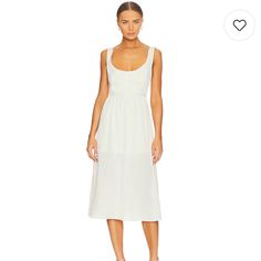 Brand New With Tags Color Is Whisper White Size Xs White Midi Dress For Daytime, Casual White Midi Dress For Date Night, Fitted Midi Dress For Daytime, Elegant White Midi Dress For Daytime, Elegant Midi Length Daytime Dress, Off White Sleeveless Midi Dress For Day Out, Elegant Fitted Midi Dress For Daytime, Danielle Bernstein, Corset Midi Dress