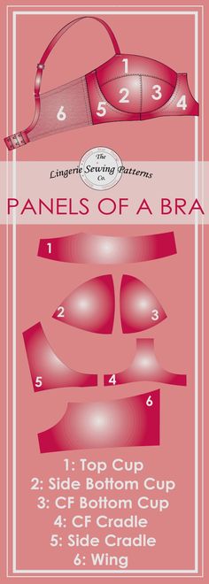 a pink poster with the words panels of a bra on it