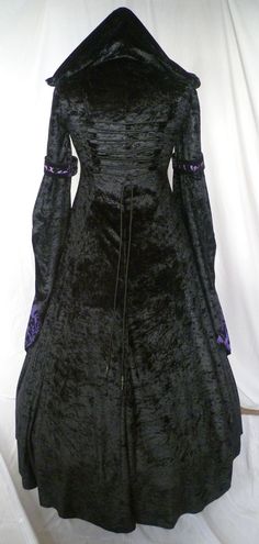 Hooded Wedding Dress, Handfasting Dress, Purple Gothic, Pagan Wedding, Custom Made Dress, Halloween Custom, Made Dress, Medieval Dress, Hooded Dress